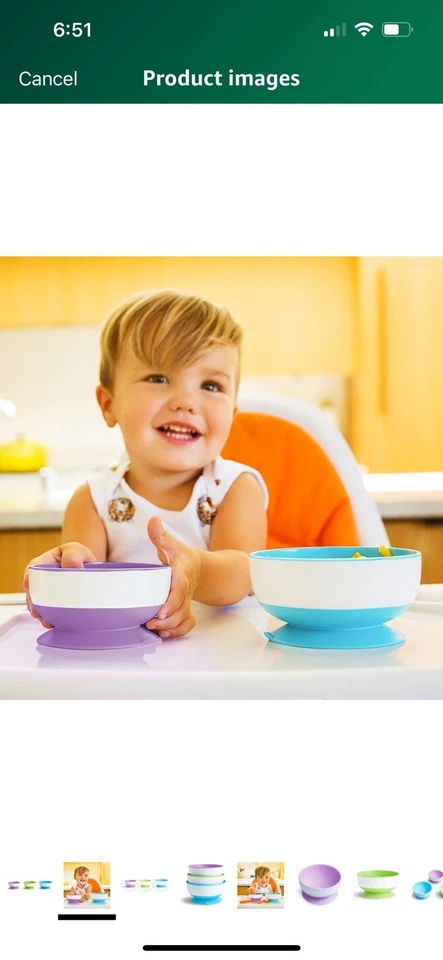 Munchkin Stay Put Ventosas para Bebé y Niño Pequeño, Paquete de 3, Azul/Verde/Púrpura Foto 3 de 4