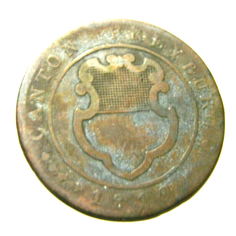 elf Switzerland Canton Freyburg Freiburg 1/2 Batzen 1810  2 Removed