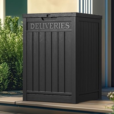 Resin Package Delivery Box Secure Lockable Resin Package 51 Gallon Black