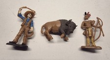 Lot Of 3 Safari Ltd Annie Oakley Western Vinyl Figures Cowboys Indians Horse Vtg