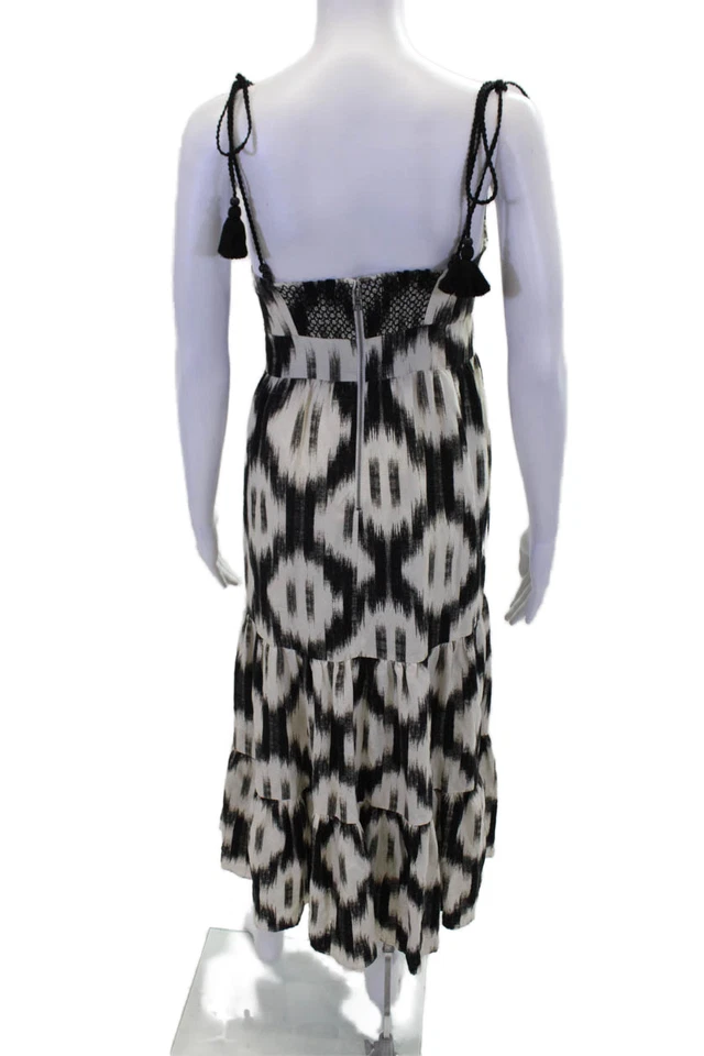 Vestido Alice + Olivia para mujer de algodón con borlas y detalle de correa blanco talla única Foto 3 de 4