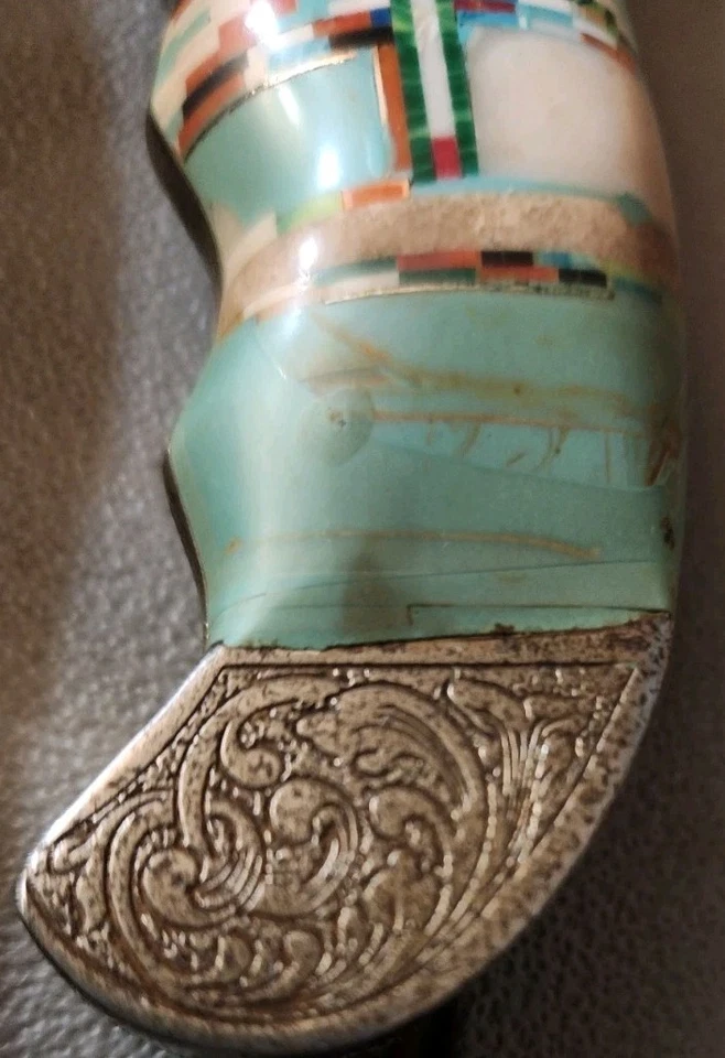 "Cuchillo con incrustación turquesa estilo navajo nativo americano del suroeste 9,5""" Foto 3 de 4
