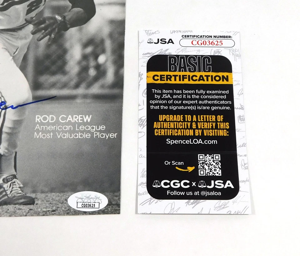 Rod Carew Signed 8 x 10 B&W Magazine Photo Twins JSA Auto - Image 3 of 3