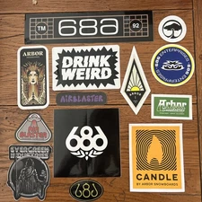 Lot Of 13 Snowboard Stickers