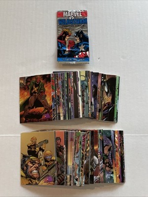 1997 FLEER/SKYBOX MARVEL VS WILDSTORM COMPLETE 90 CARD BASE SET W/WRAPPER VG+/EX