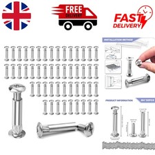 50 Sets M4 Cupboard Joining Bolts - Durable Carbon Steel Fasteners for Furniture
