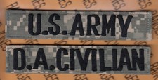 US Army DA CIVILIAN name tape ACU 5.25" patch set w/ HOOK c/e