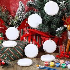 12 Pieces Blank Christmas Flat Ball Ornaments for Fireplace Home Party Event