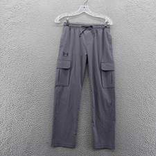 Under Armour Boys Icon Woven Cargo Pants Grey Loose Fit Youth Medium NEW