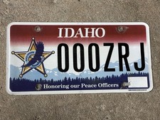 Idaho License Plate Honoring our Peace Officers 000ZRJ Expired License Plate