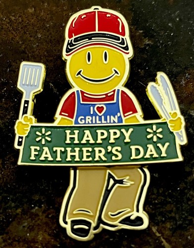 Rare "SQUIGGLY" Happy Father's Day I ❤️ Grillin Walmart Lapel Pin - Afbeelding 1 van 4