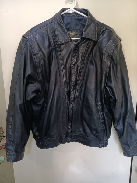 Grejina Vintage Black Leather Jacket Small Zipp 55cm Long 50cm Wide