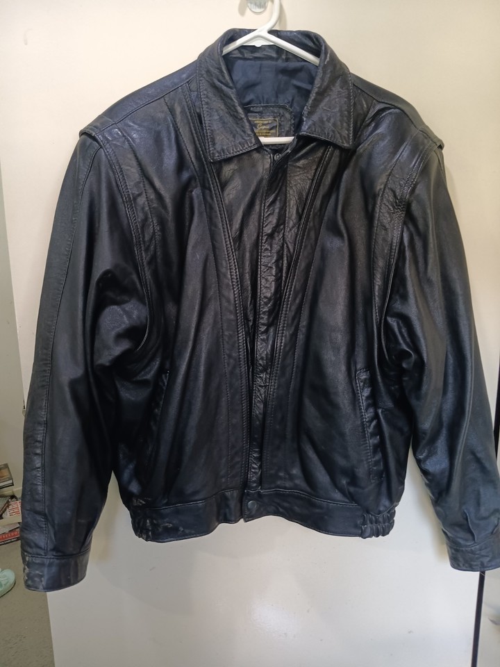 Grejina Vintage Black Leather Jacket Small Zipp 55cm Long 50cm Wide