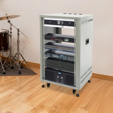 18U Cabinet Rolling Network Rack Audio Studio Video Telecom Equipment Rack Gray