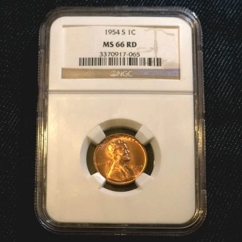 1954-S 1C Lincoln Wheat Penny NGC MS66 RD - 3370917-065