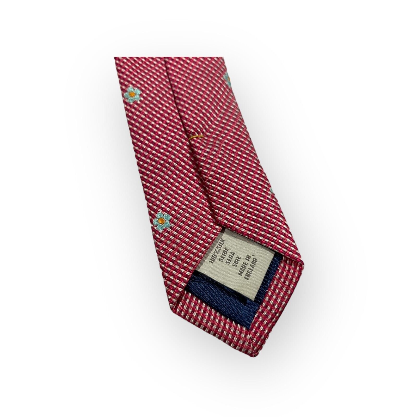 MEN'S ETON Pink Sunflower Dot Designer Silk Tie M… - image 5