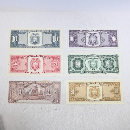 1988 Ecuador 1,5,10,20,50,100 Sucres 6 Piece lot (no324) - Picture 8 of 14