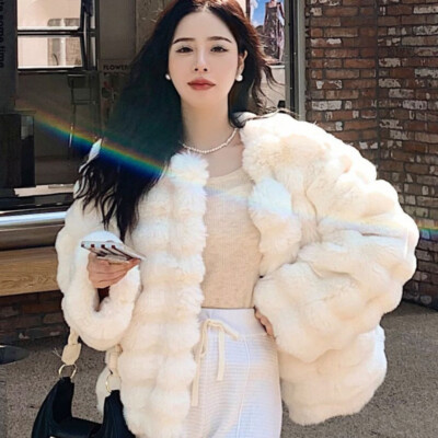 Women Faux Rabbit Fur Jacket Coat Cardigan Fleece Flurry Winter
