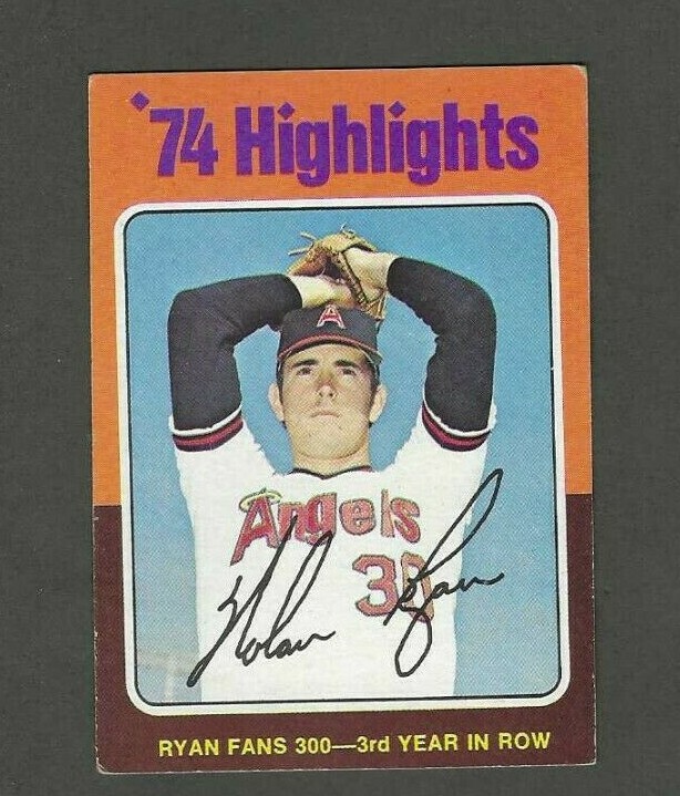 1975 TOPPS 1974 HIGHLIGHTS NOLAN RYAN FANS 300 - 3RD YEAR IN