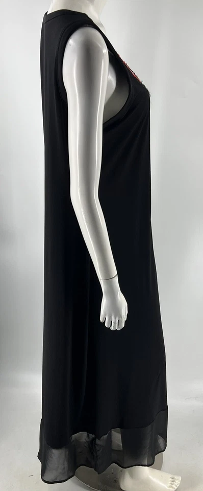 Maxi Vestido Notations Talla Grande Negro Rosa Azul Lentejuelas Cuentas Escote Sin Mangas Foto 3 de 4