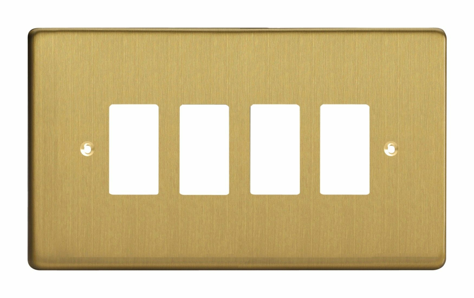 Varilight XDBPG4 PowerGrid Brushed Brass 4 Gang Grid Plate (Twin Plate)