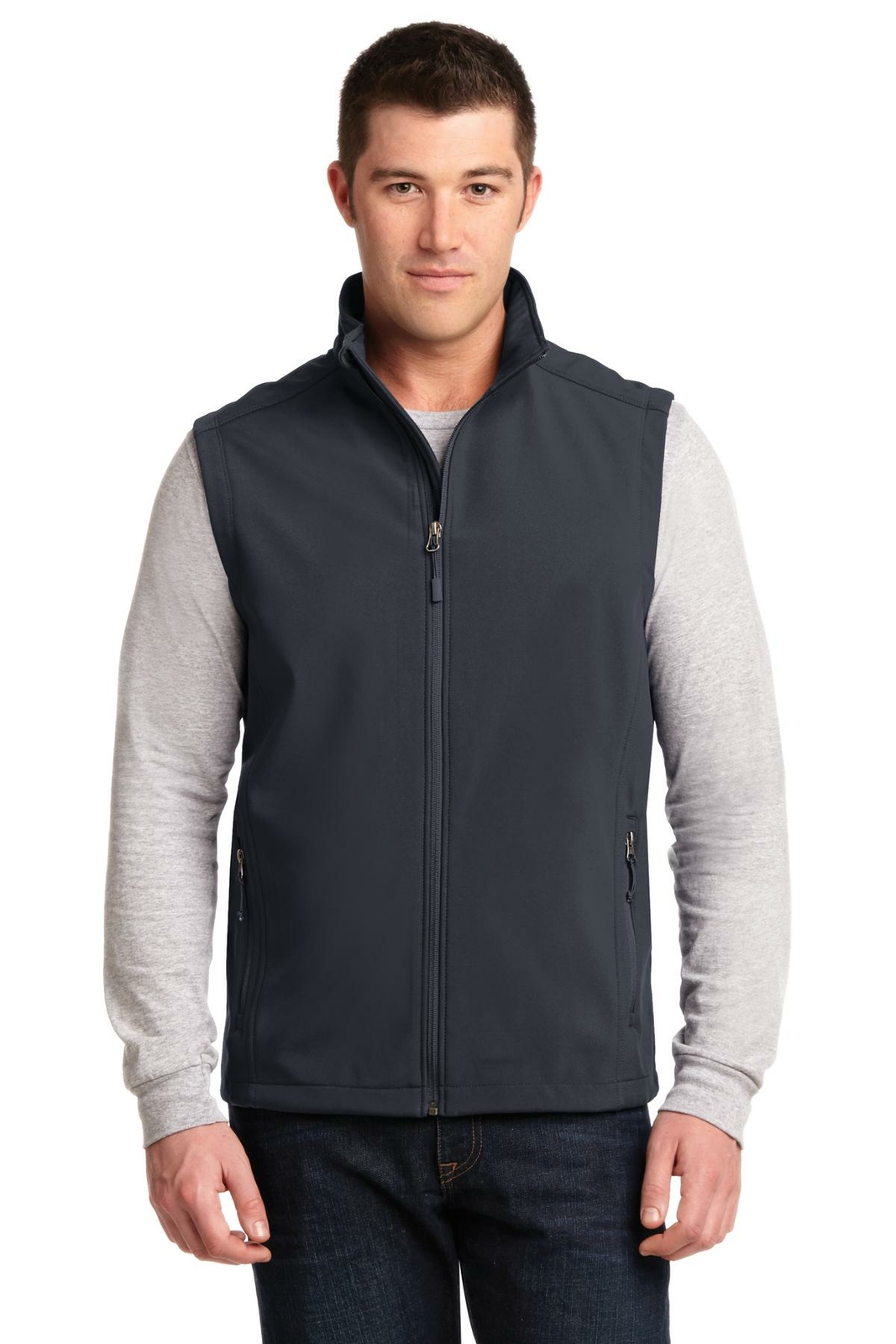 Port Authority J325 Mens Sleeveless Core Soft Shell Full Zip Vest With Pockets