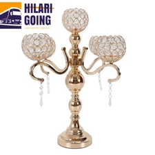 5 Arms Crystal Candelabra Votive Candle Holder Wedding Decor Table Centerpieces