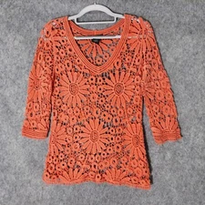 Simply Irresistible Tunic M Crochet Sheer Floral Mod Retro Festival Boho Coastal