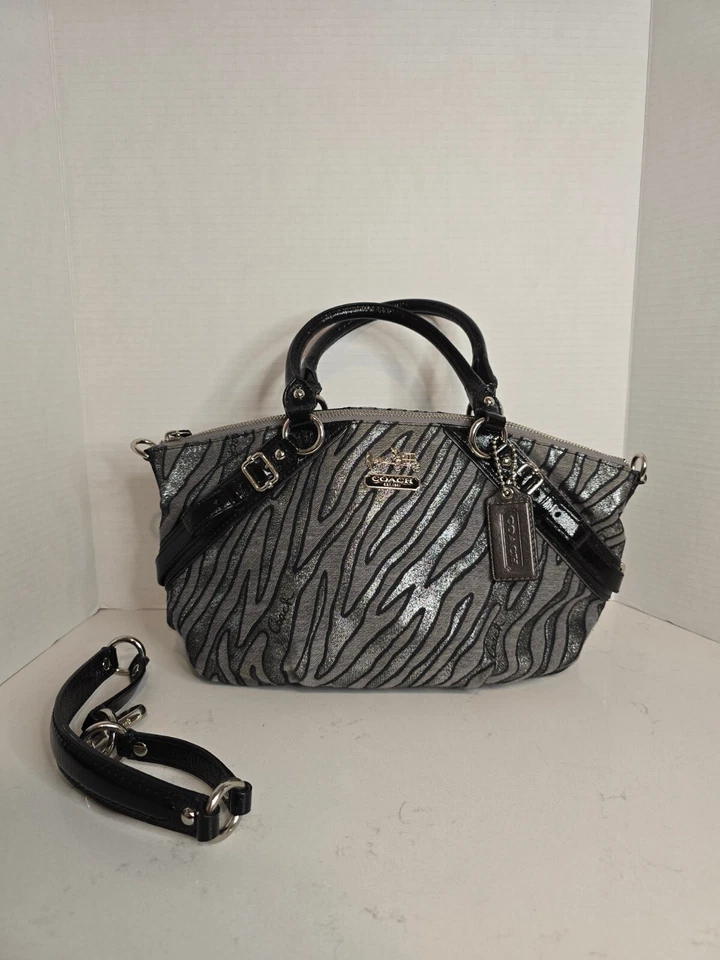 Coach Madison Sophia Lurex Zebra Jacquard Gallery Tote Bag Satchel-15925 EUC