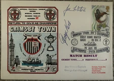 GRIMSBY TOWN V PRESTON 1980 FIRST DAY COVER SIGNED BY JOE WATERS & GEORGE KERR