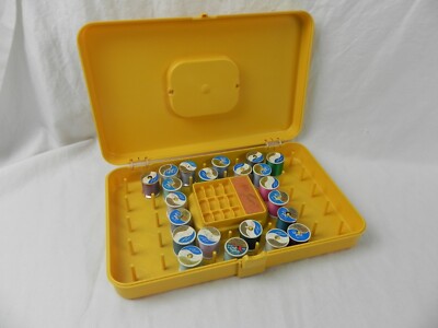 Vintage Wilson Wil-Hold Thread & Bobbin Box - Yellow Gold Plastic - 13'' x 8'' Lot