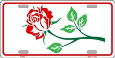 Rose Design White Metal Novelty License Plate Frame Tag Sign Car Truck Wall Home