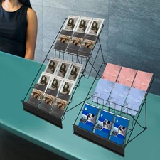 Black 4 & 6-Tier Book/Magazine/Newspaper Wire Display Rack Countertop Shelves