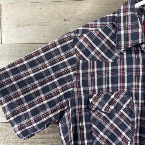 Rustler X Long Tails Mens Shirt Short Sleeve Pearl Snap Plaid Western Size Large - Picture 4 of 7