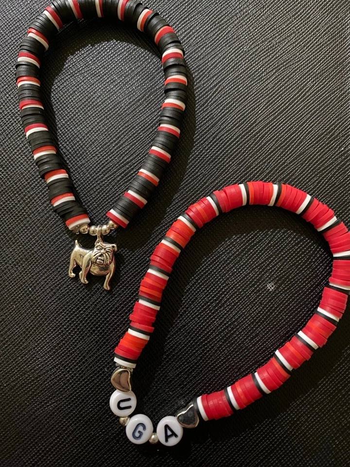 Conjunto de pulsera de 5 piezas de fútbol para mujer de la Universidad de Georgia (UGA) Go Dawgs-Bulldog Charm Foto 2 de 3