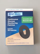 2nd Skin Continuous Glucose Monitoring Patches Dexcom G6 Black 10 Pack New