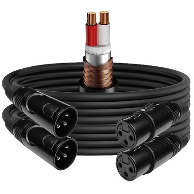 2-Pack EMB Pro 16AWG 8mm 15 Feet 100% OFC XLR Balanced Shielded Mic Audio Cable