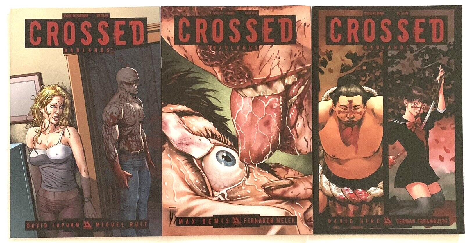 Crossed: Badlands #36,42,87 (1) Wrap (2)Torture Covers NM Never Read  - See Pics