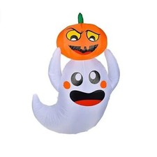 4ft Halloween Inflatable Ghost with Pumpkin Blow Up Yard Decoration