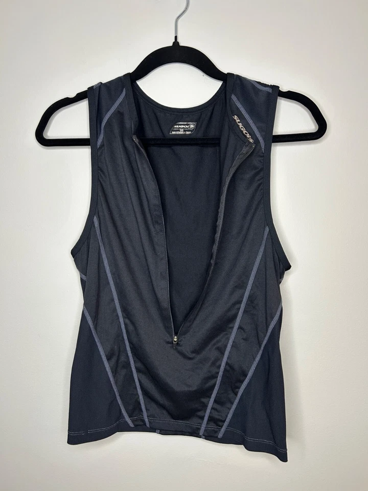 Sugoi cycling vest 3/4 zip 2 pocket black reflective sz L running cycling racing - Image 4 of 4