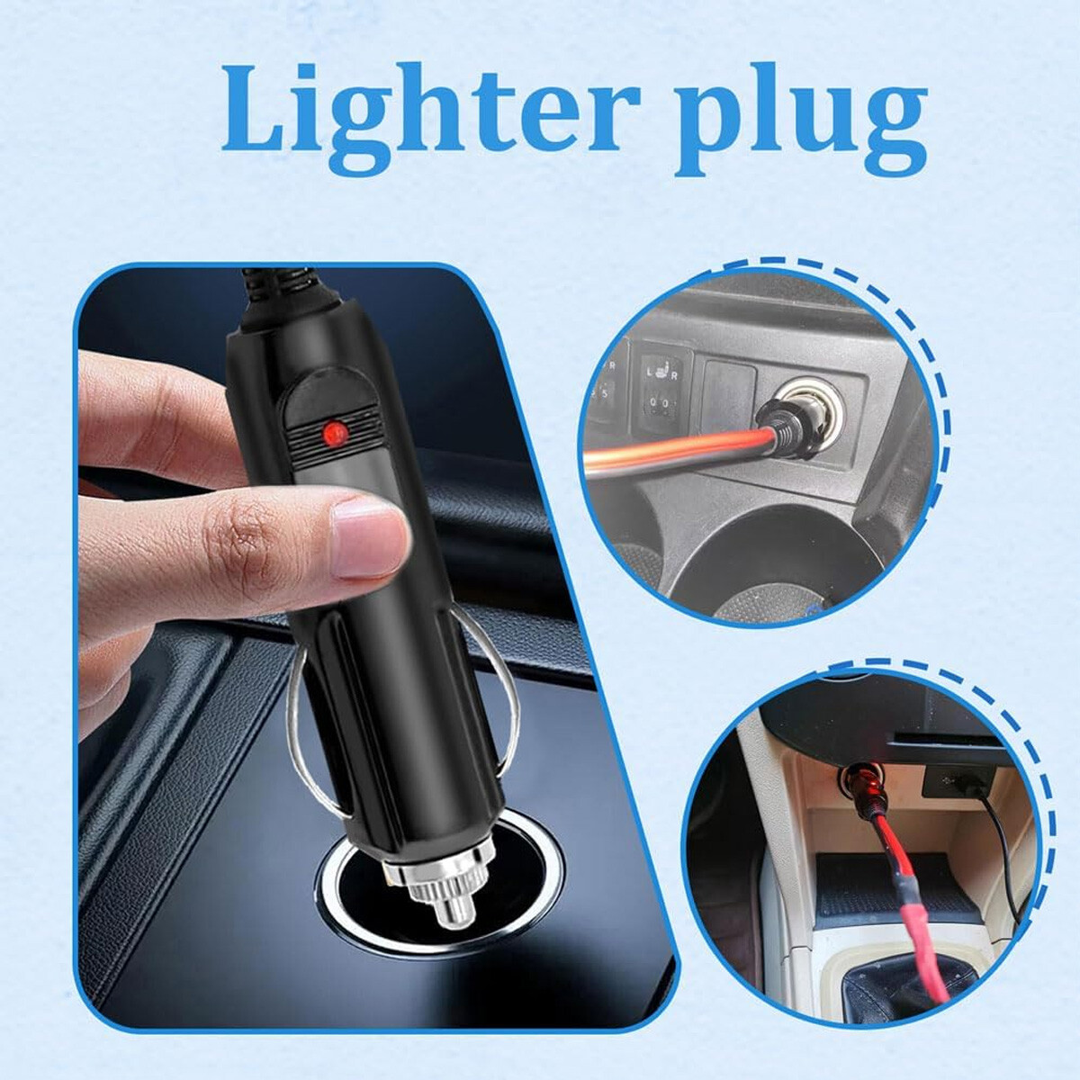 2/4PCS 12V-24V Fused LED Light Cigarette Lighter Male Plug Replacement w/ Leads