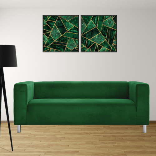 Zweisitzer Ikea KLIPPAN Sofa Qualität Schonbezug Ersatzbezug Grün Samt