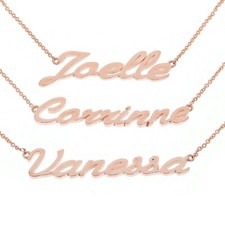 14k Rose Gold Personalized Script Name Plate Pendant Necklace Adj.16-20" Chain