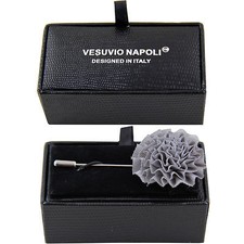 New in box Men's Suit chest buckle brooch gray flower lapel pin formal Prom