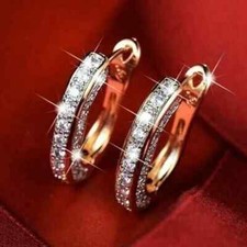 Lab-Created 3Ct Round Cut Diamond Huggie Hoop Earrings 14K Yellow Gold Plated