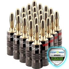 24x Dual Screw Audio 24K Gold Plated Speaker Wire 4mm Banana Plug Jack Connector