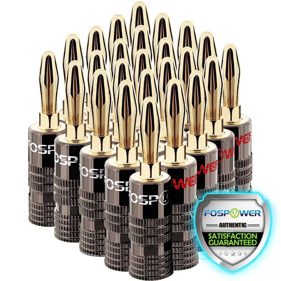 24x Dual Screw Audio 24K Gold Plated Speaker Wire 4mm Banana Plug Jack Connector