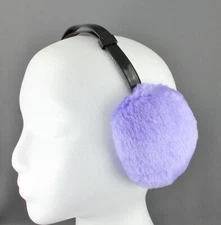 Lt Purple faux fur furry ear muffs warmers fold up classic old school adjustable
