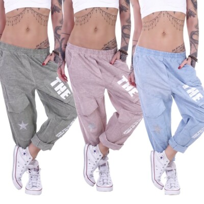 Leinenhose Leinen Haremshose Boyfriend Hose Capri 7/8 3/4 Jogpants Pumphose C118