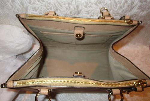 NWT ~ COACH Beige CROSBY Cross Grain Leather Medium Carry All Satchel Bag - Picture 10 of 18